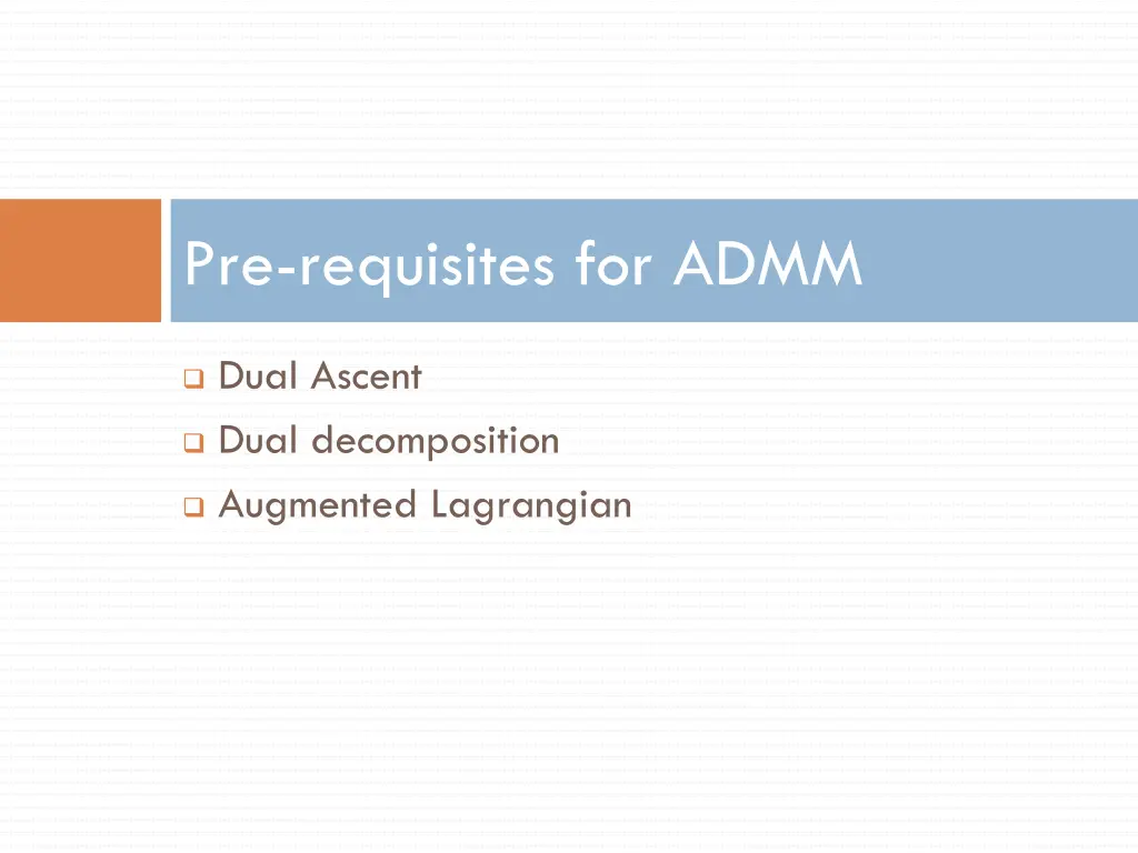 pre requisites for admm