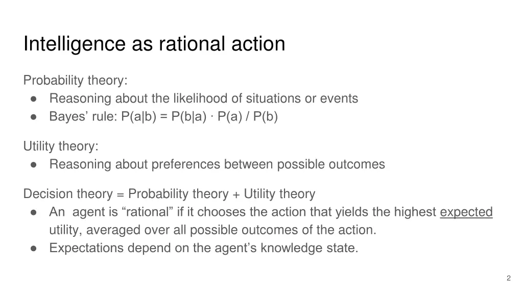 intelligence as rational action