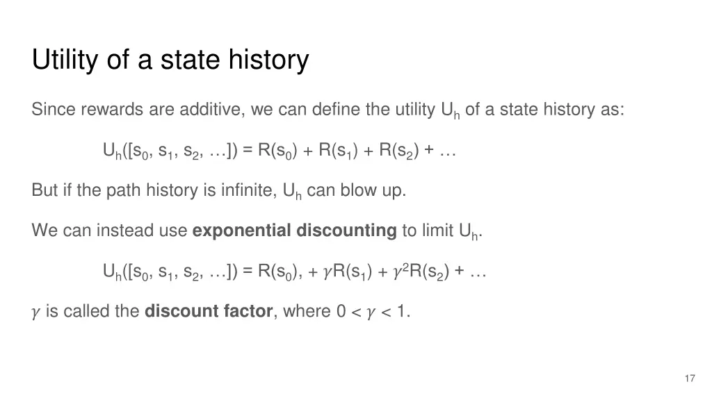 utility of a state history