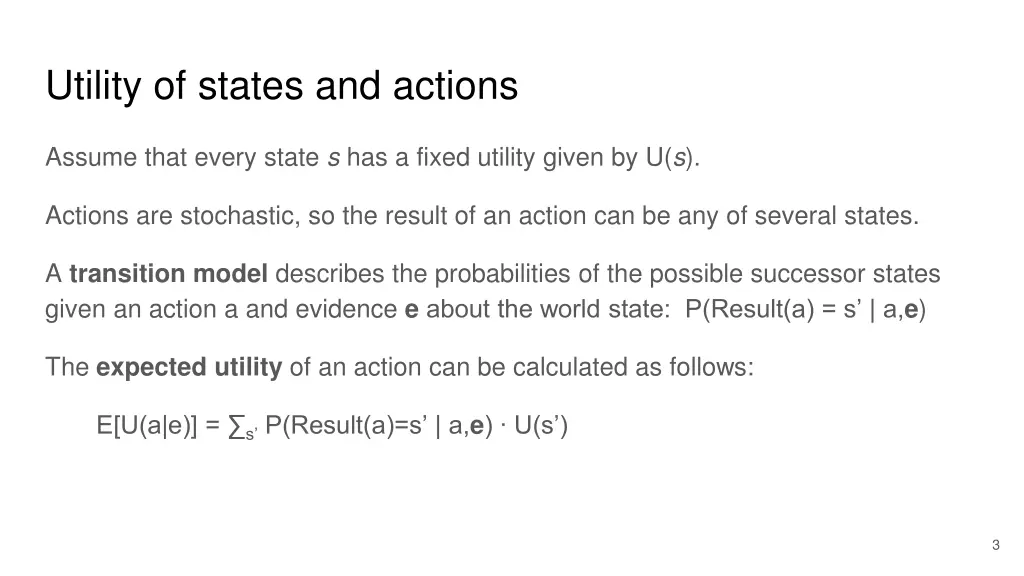 utility of states and actions
