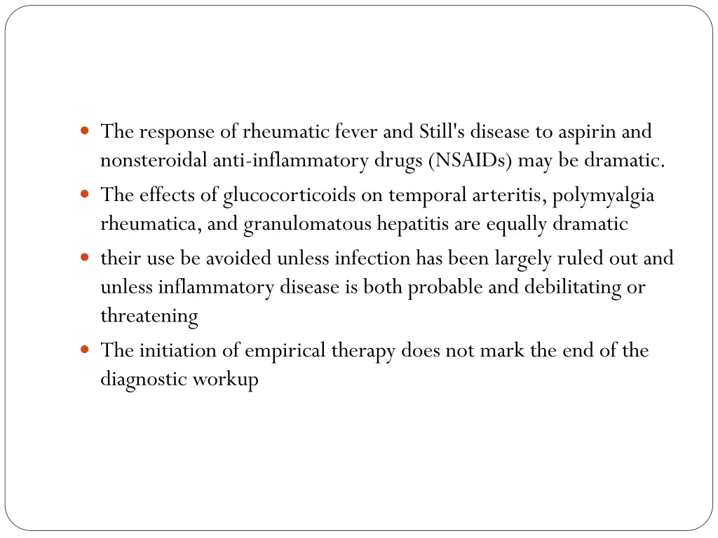 the response of rheumatic fever and still