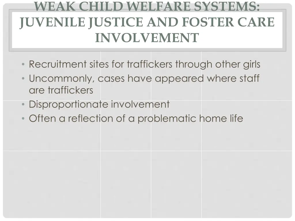 weak child welfare systems juvenile justice