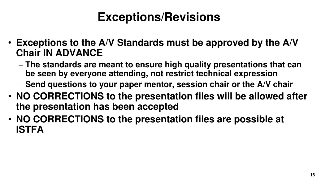 exceptions revisions