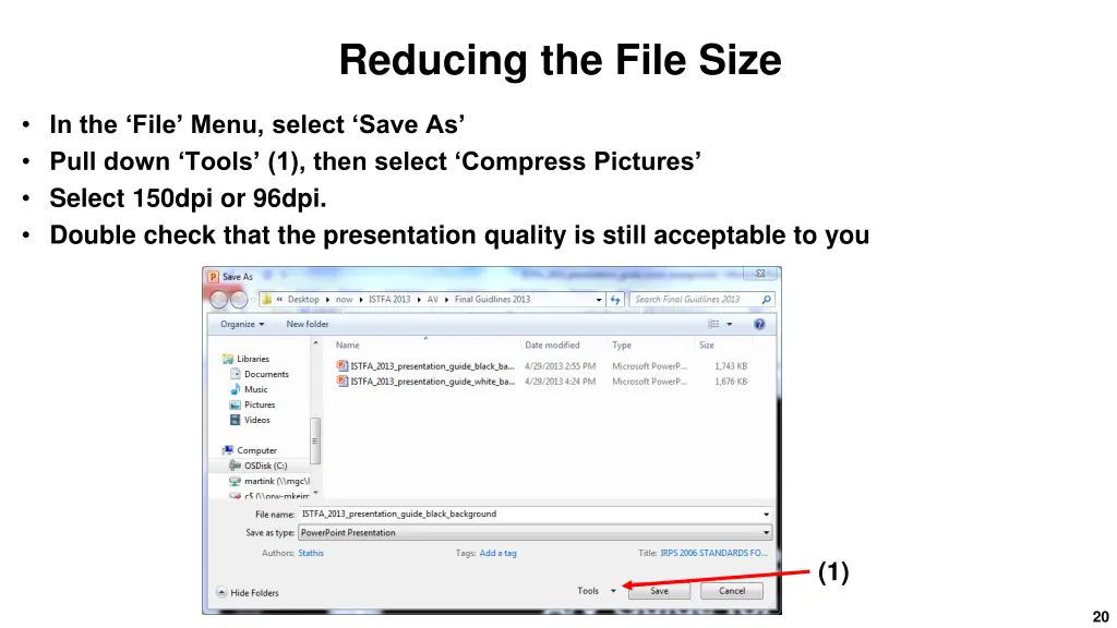 reducing the file size