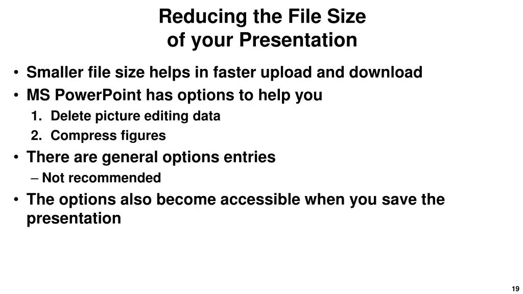 reducing the file size of your presentation