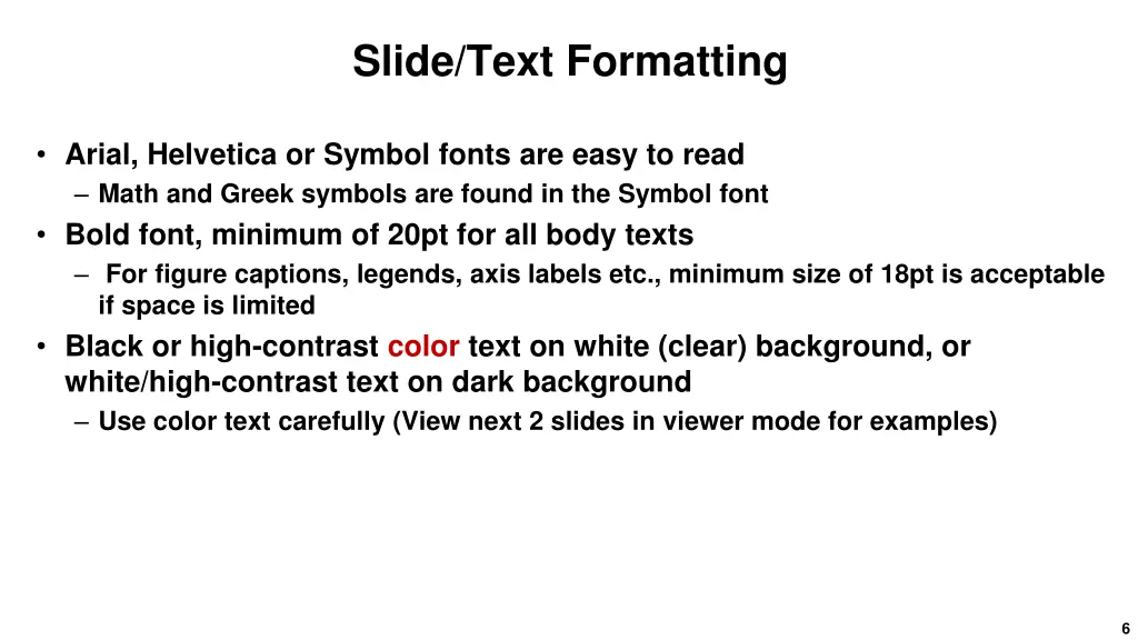 slide text formatting