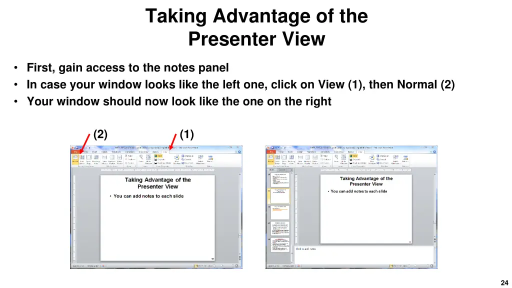 taking advantage of the presenter view