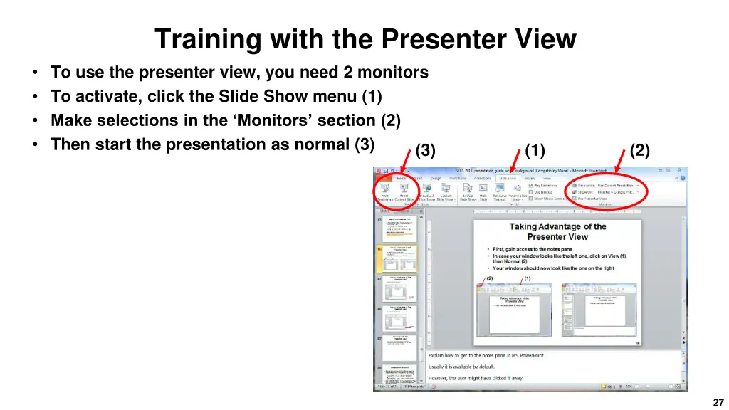 training with the presenter view