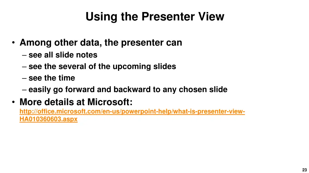 using the presenter view 1