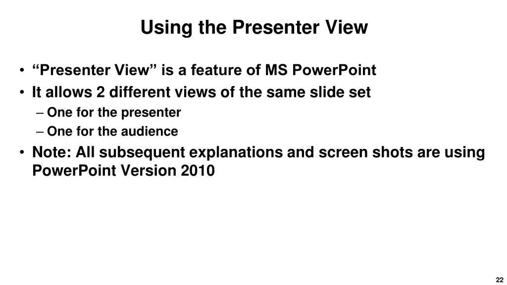using the presenter view