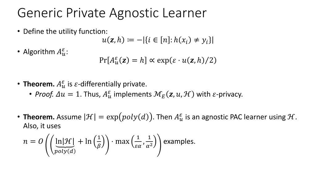 generic private agnostic learner