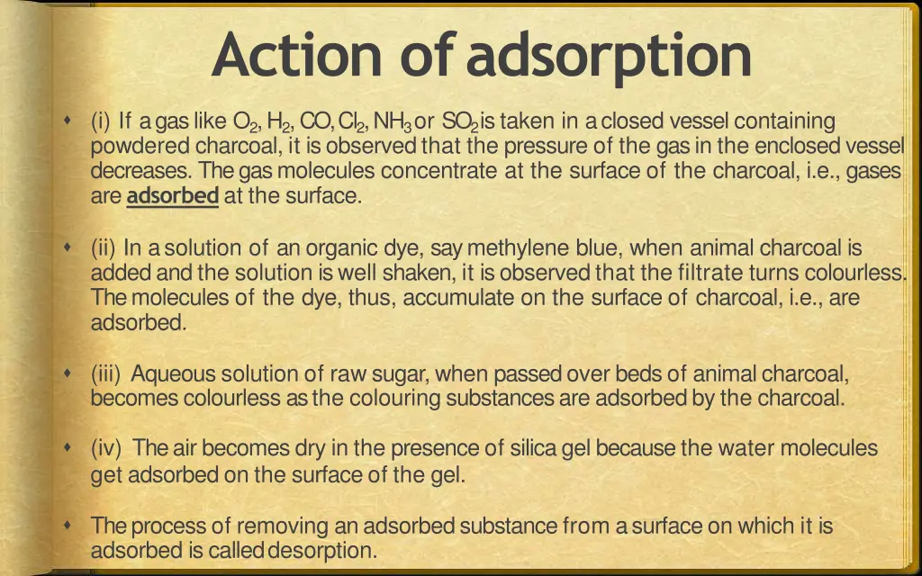 action ofadsorption
