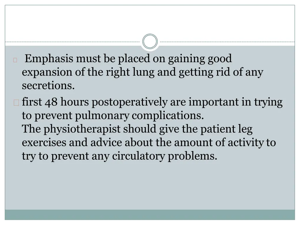 emphasis must be placed on gaining good expansion