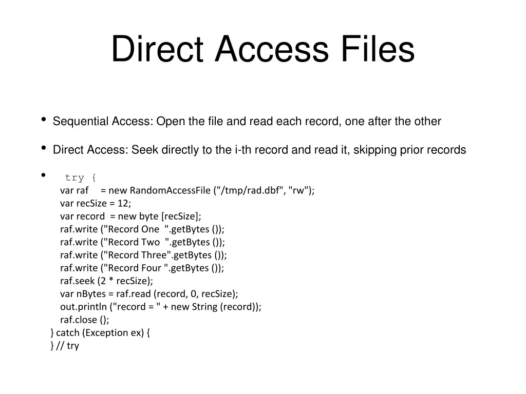 direct access files