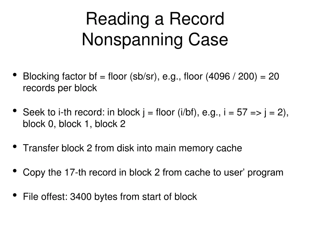 reading a record nonspanning case