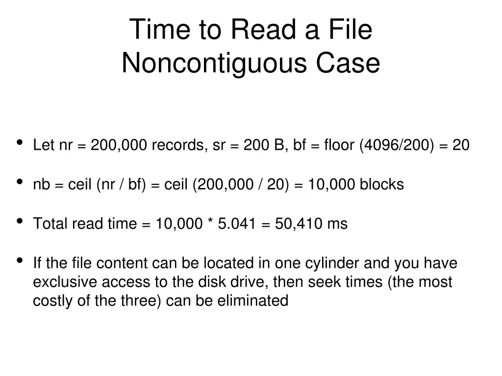 time to read a file noncontiguous case