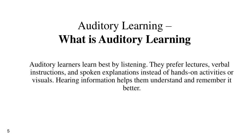 auditory learning what is auditory learning