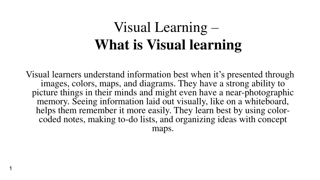 visual learning what is visual learning