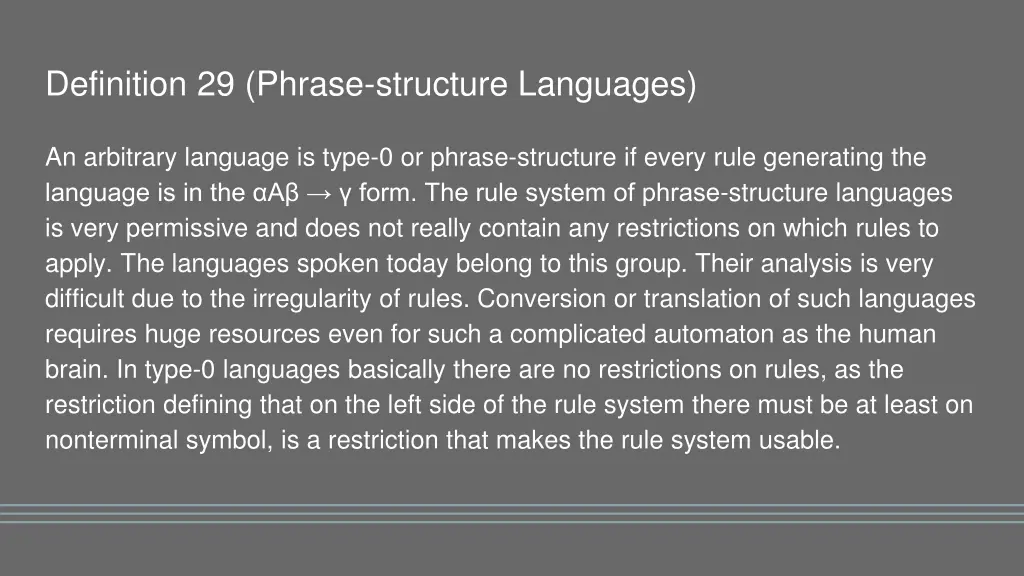 definition 29 phrase structure languages