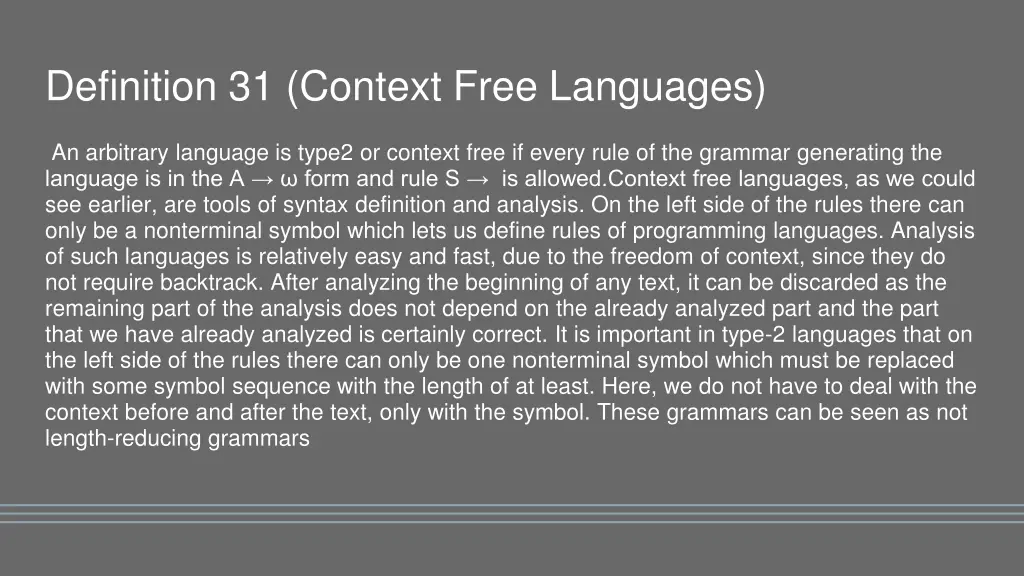 definition 31 context free languages
