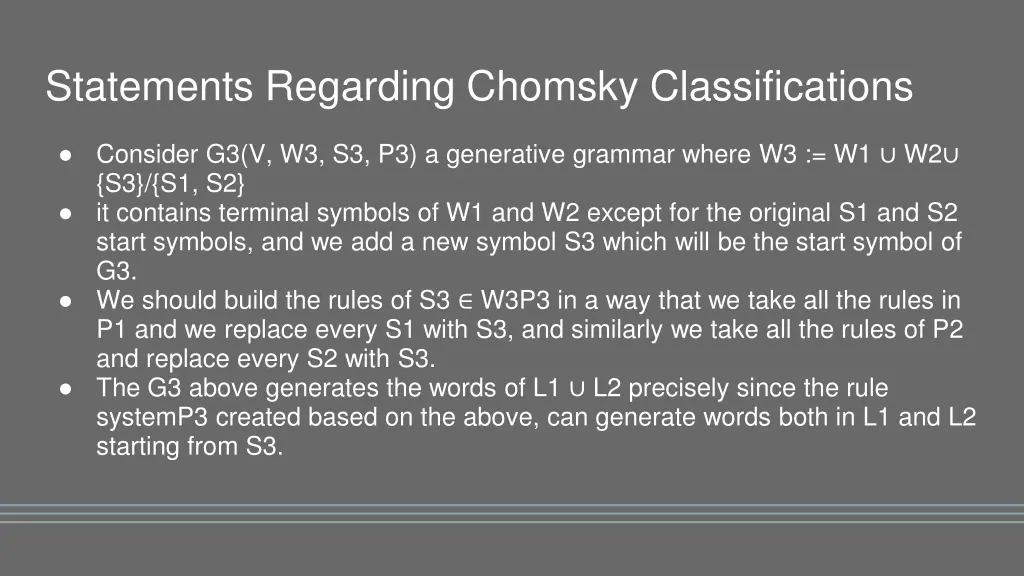 statements regarding chomsky classifications 4