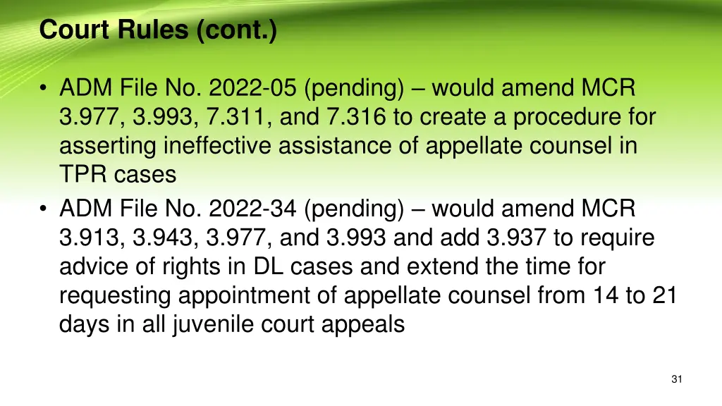 court rules cont 1