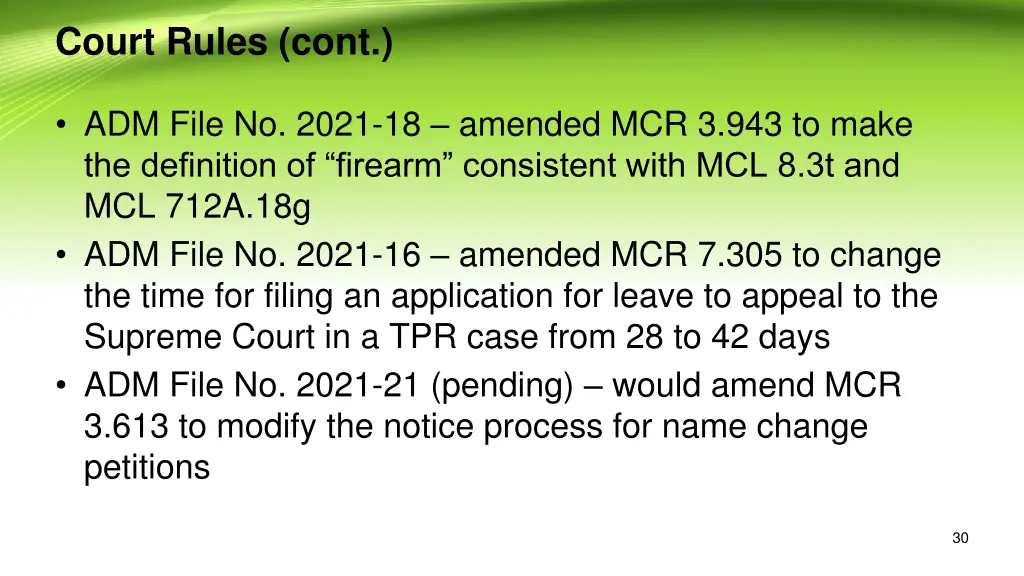 court rules cont