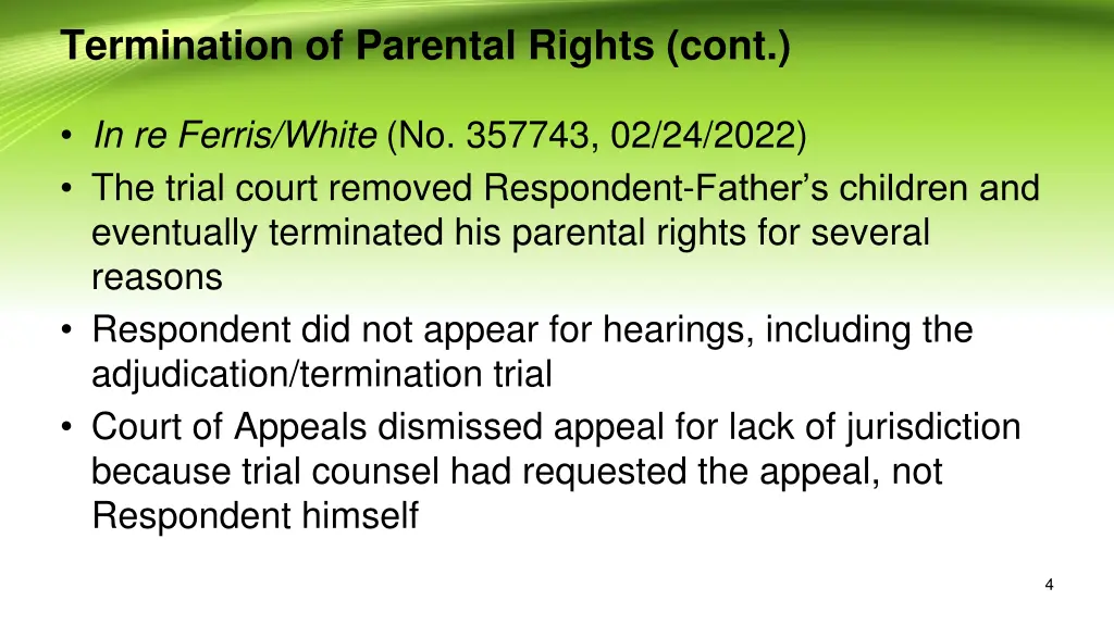 termination of parental rights cont 1
