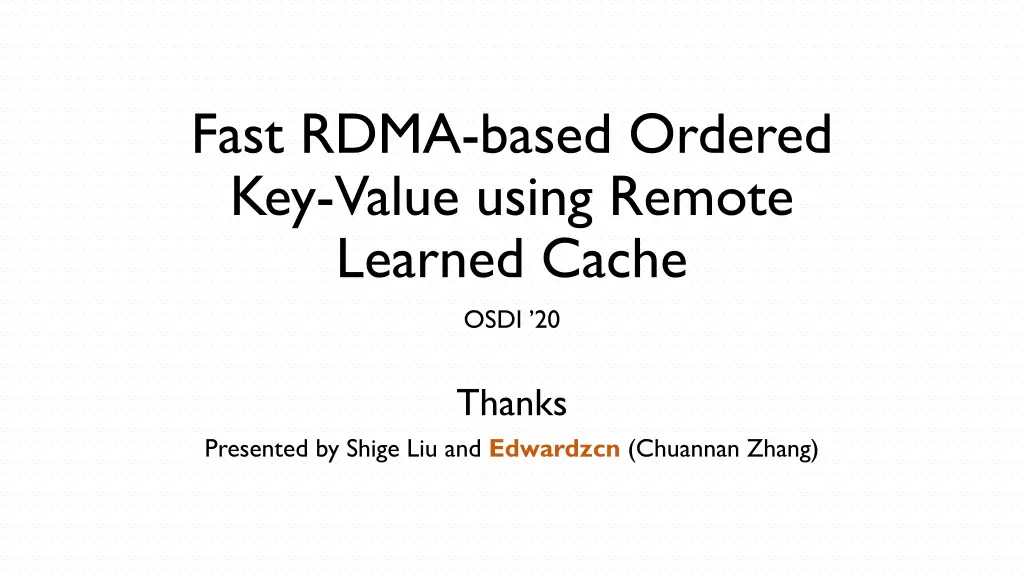 fast rdma based ordered key value using remote 1