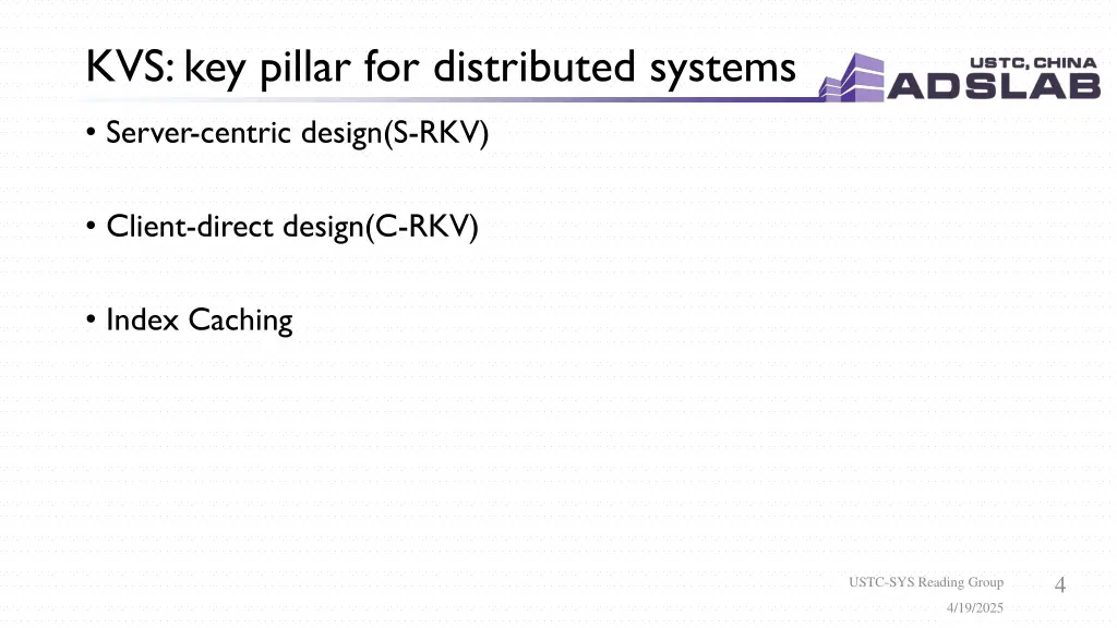 kvs key pillar for distributed systems