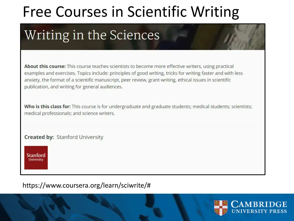 free courses in scientific writing