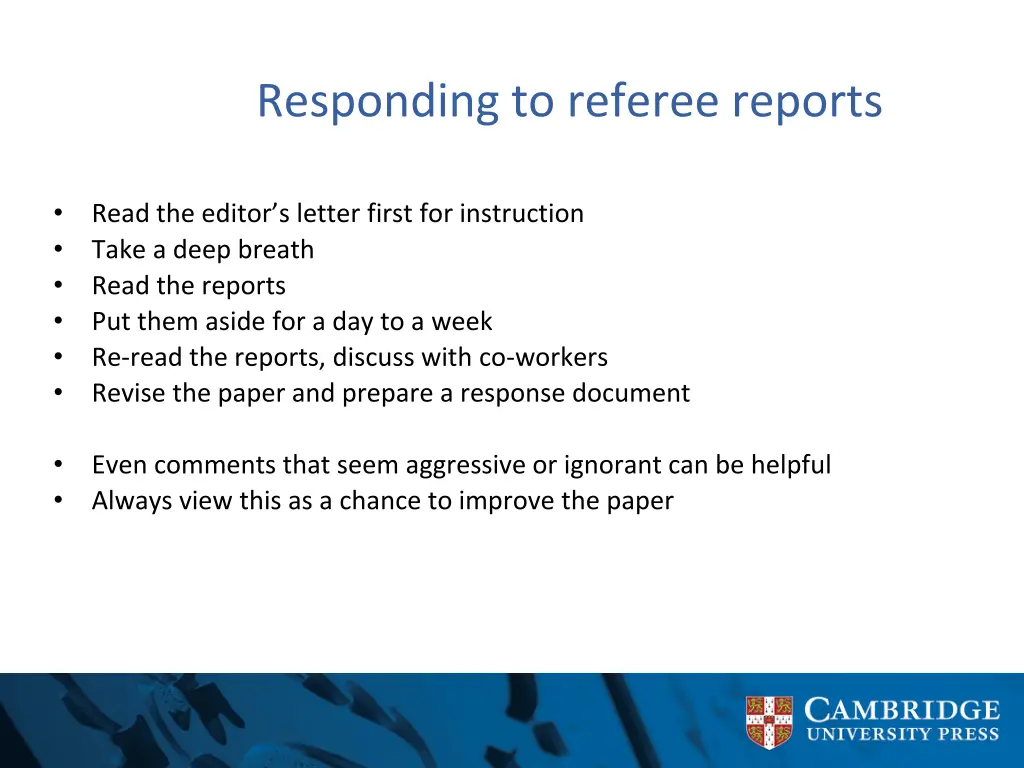 responding to referee reports