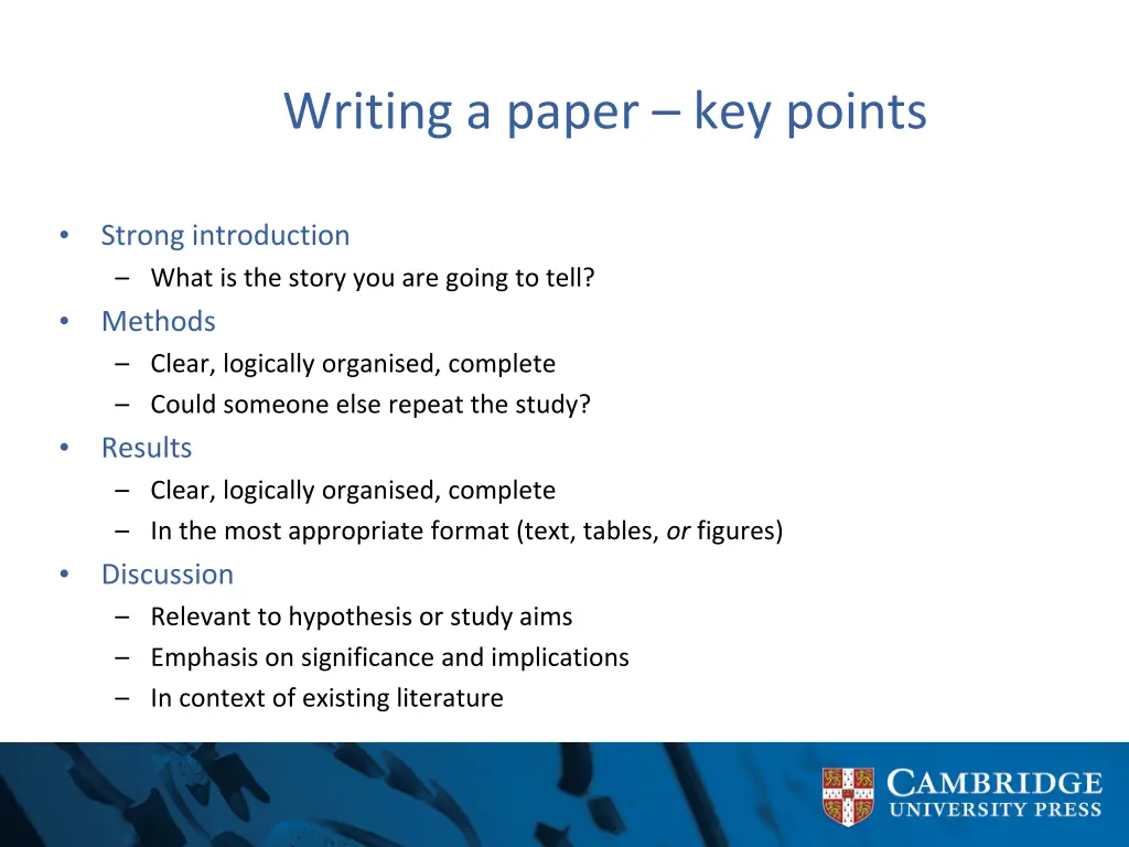 writing a paper key points