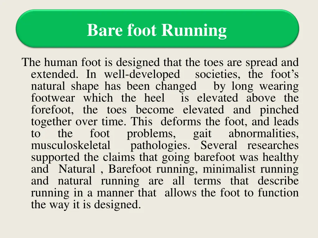 bare foot running