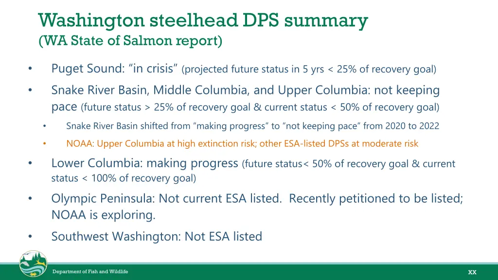 washington steelhead dps summary wa state