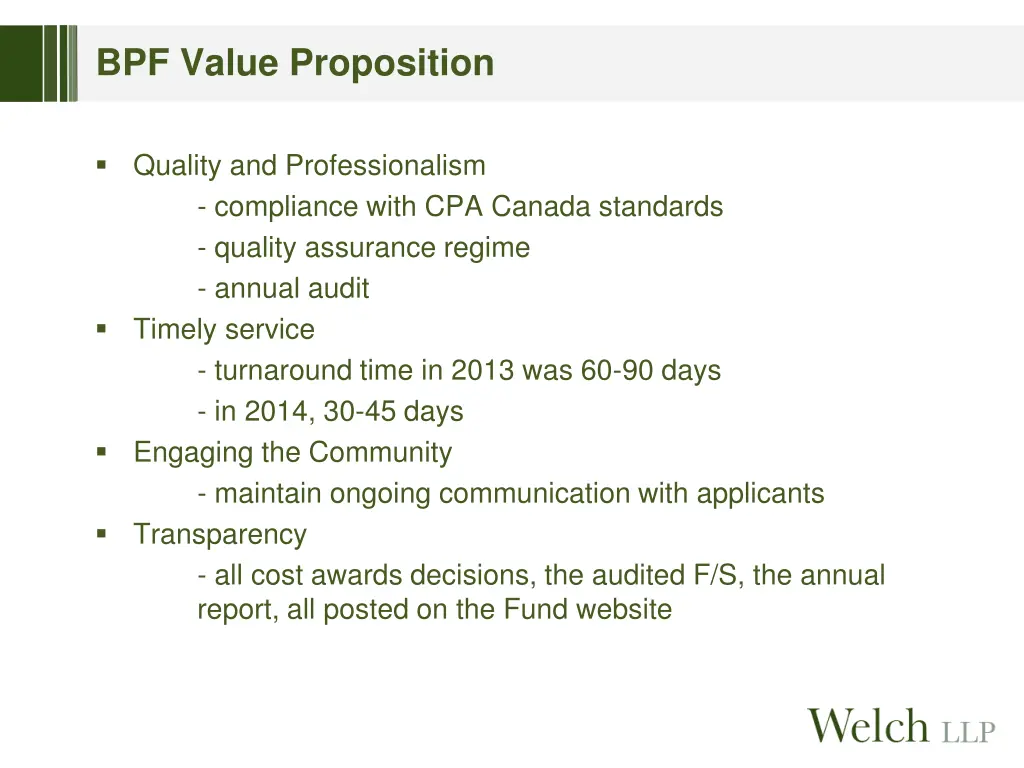 bpf value proposition