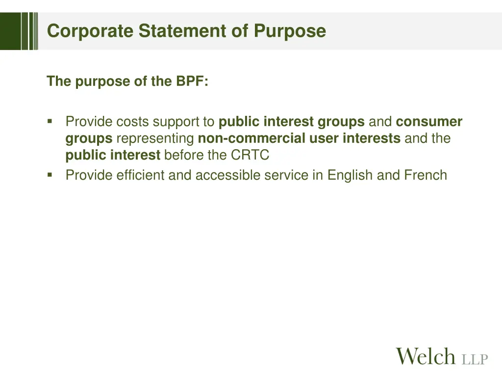 corporate statement of purpose