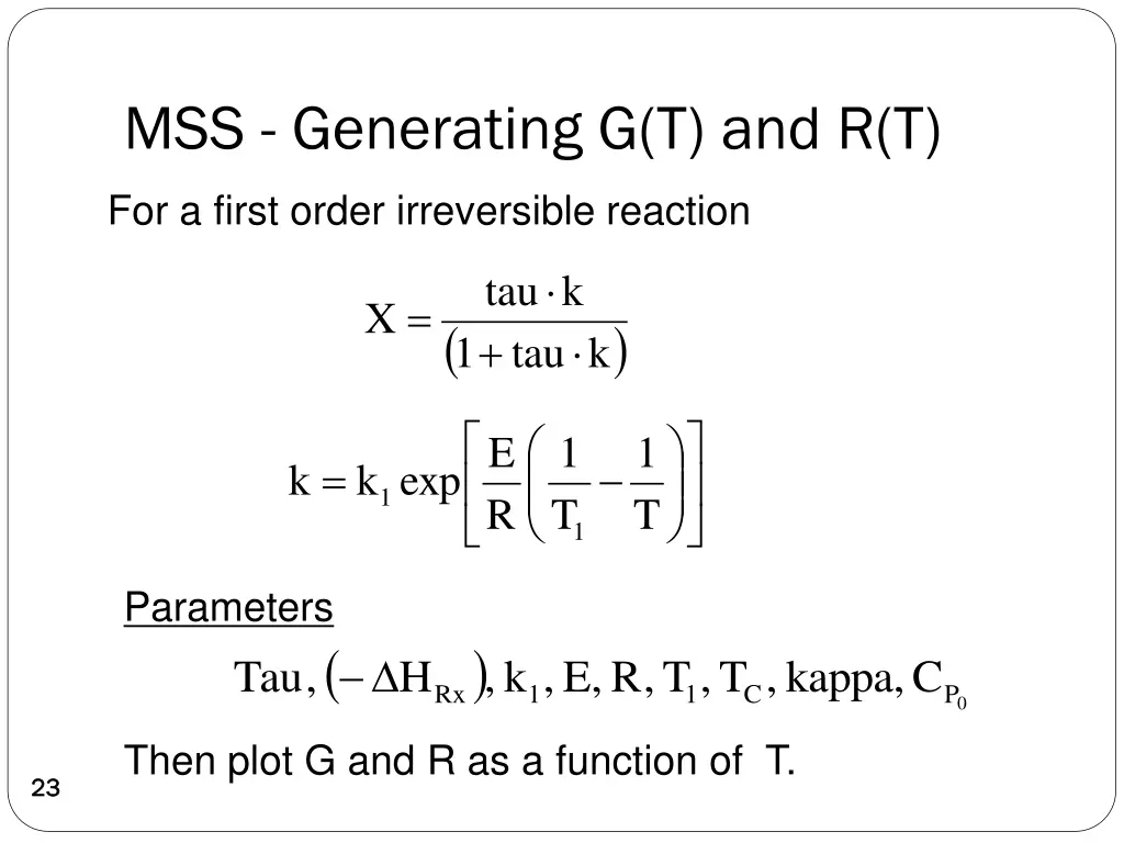 mss generating g t and r t 1