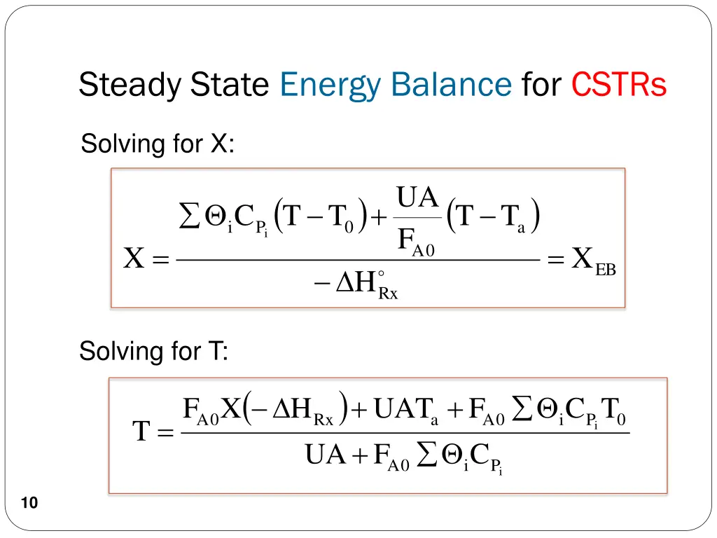 steady state energy balance for cstrs 1