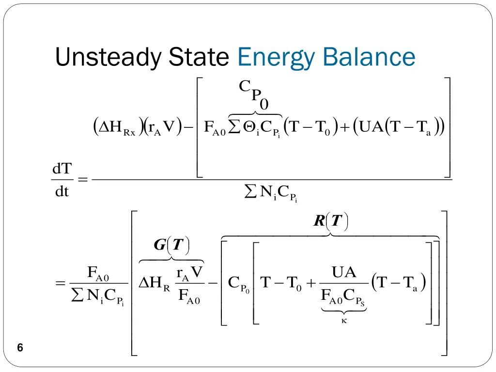 unsteady state energy balance 2