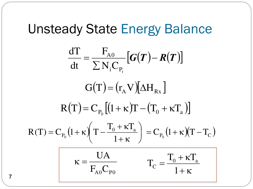 unsteady state energy balance 3