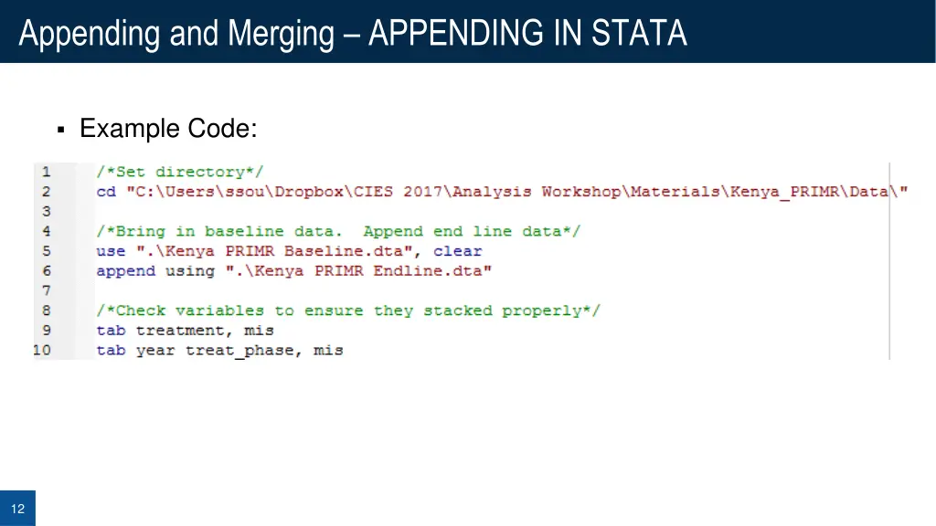 appending and merging appending in stata