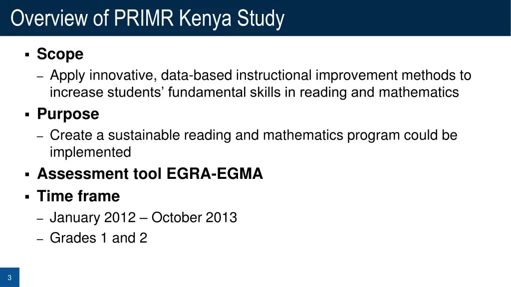 overview of primr kenya study