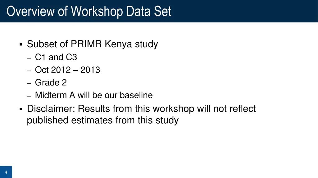 overview of workshop data set