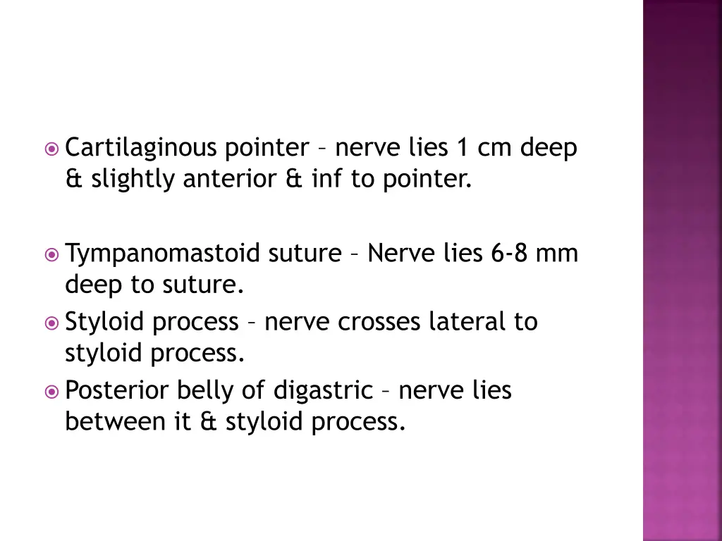 cartilaginous pointer nerve lies 1 cm deep