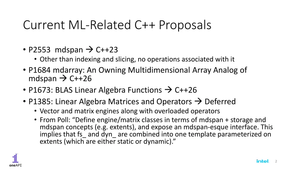 current ml related c proposals