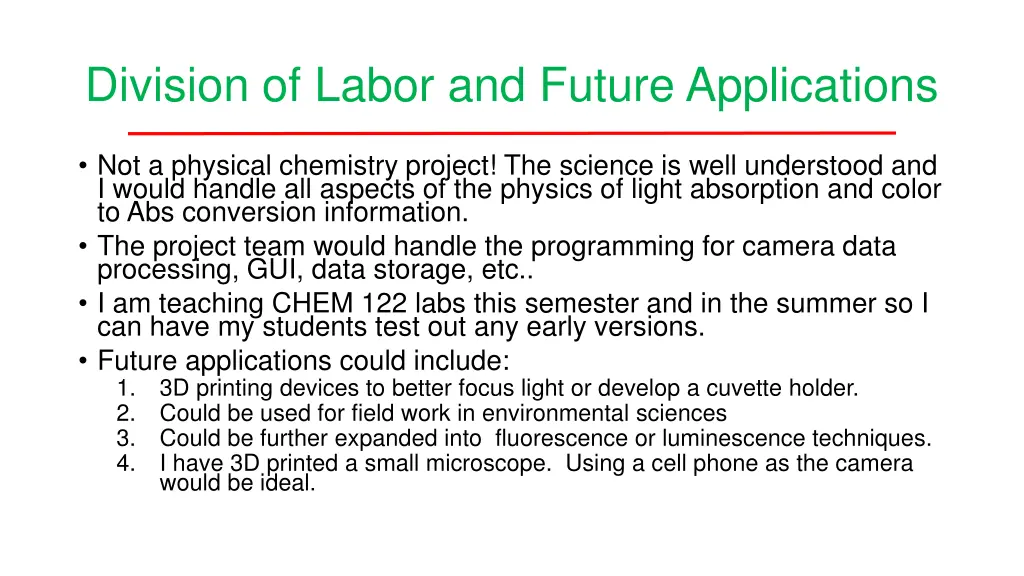division of labor and future applications