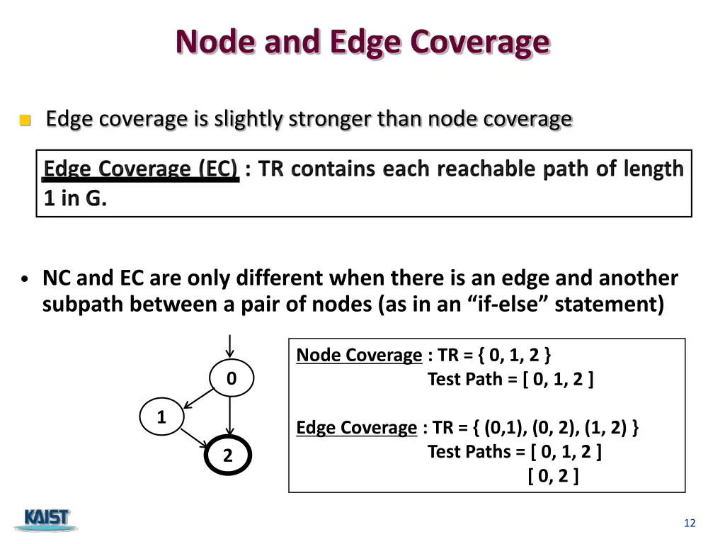 node and edge coverage