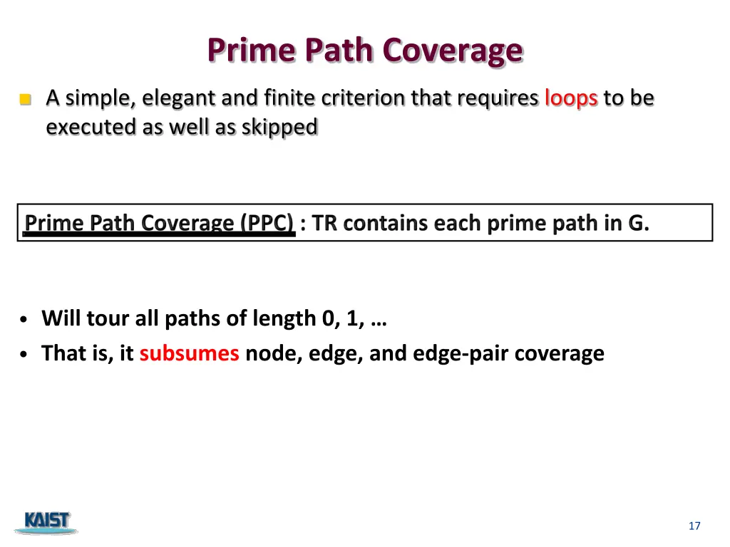prime path coverage