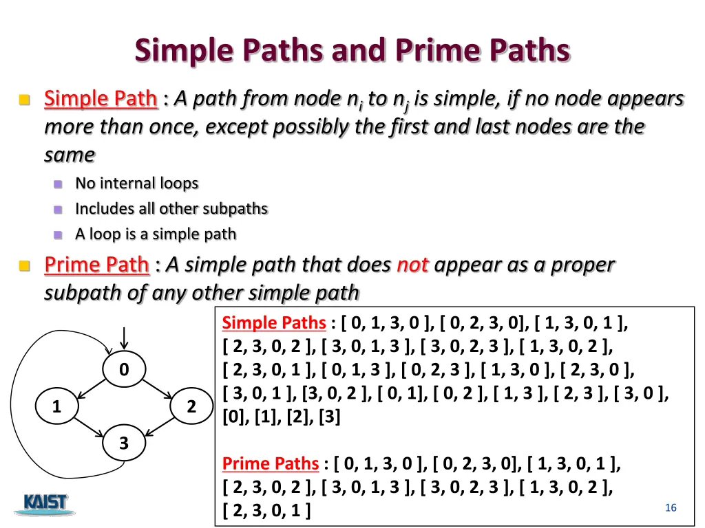 simple paths and prime paths